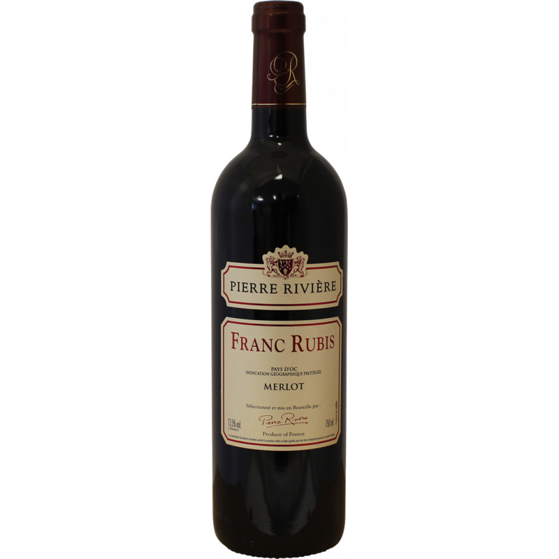 Photographie d'une bouteille de vin rouge FRANC RUBIS PIERRE RIVIERE