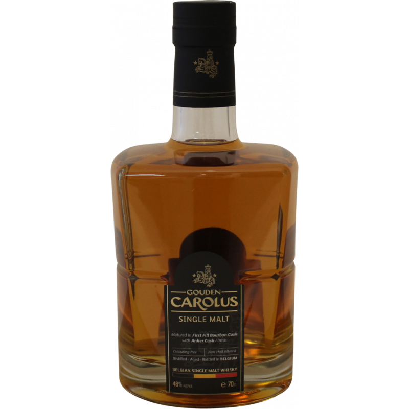 Photographie d'une bouteille de Whisky Gouden Carolus Single Malt
