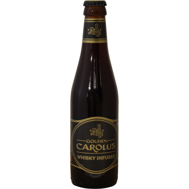 Photographie d'une bouteille de bière Gouden Carolus Whisky Infused 33cl