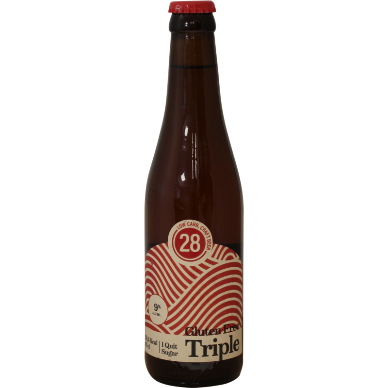 Photographie d'une bouteille de bière Caulier 28 Triple sans Gluten 33cl