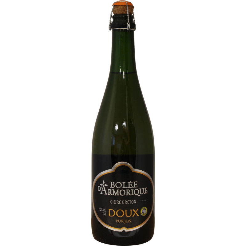 Photographie d'une bouteille de Cidre Bolée d'Armorique Doux 75 cl