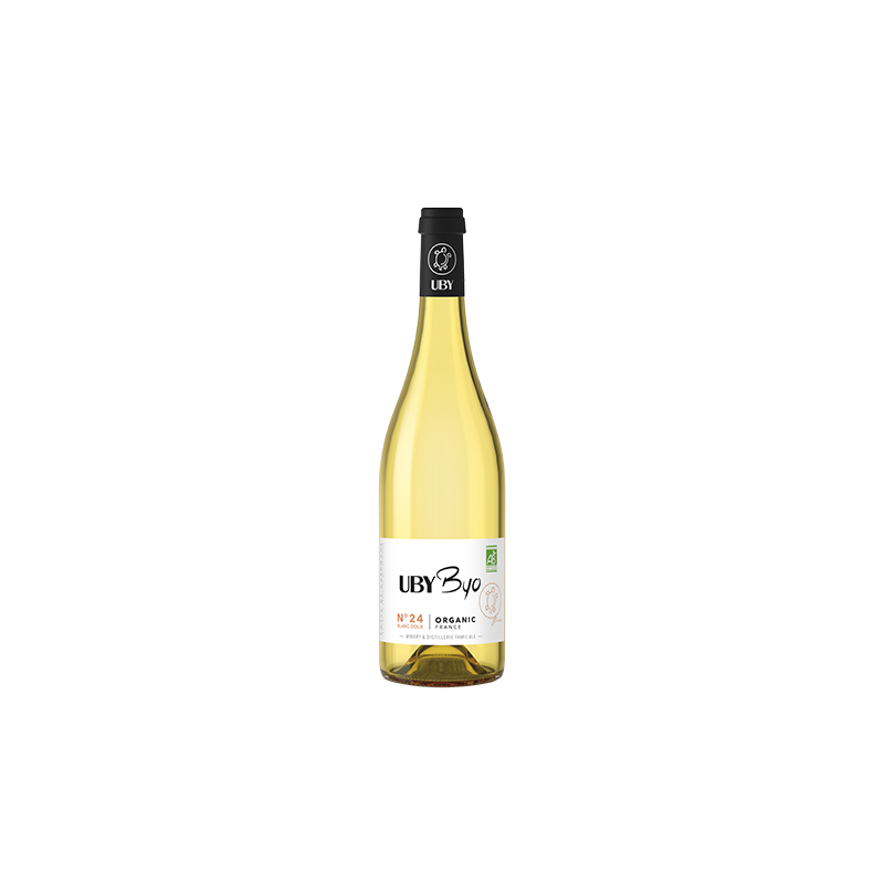Photographie d'une bouteille de vin blanc UBY N°24 BYO IGP
