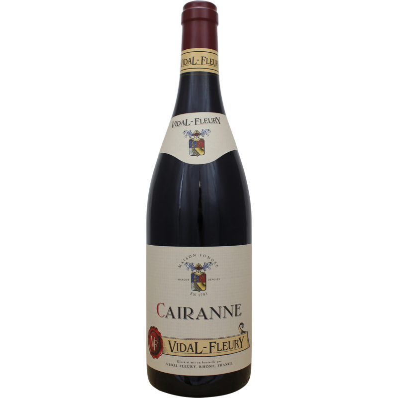 Photographie d'une bouteille de vin rouge CAIRANNE VIDAL FLEURY