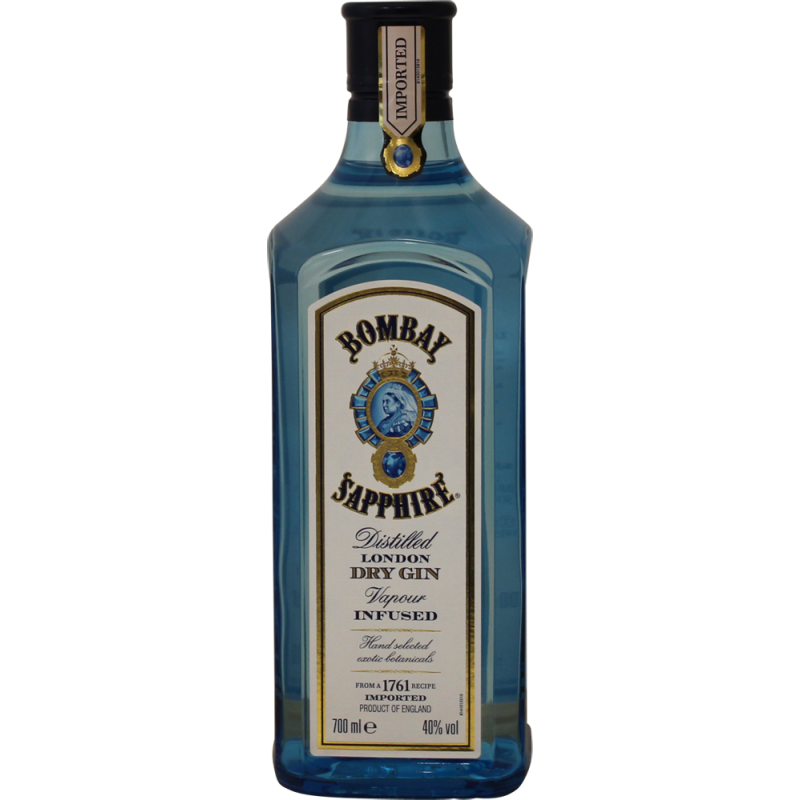 Photographie d'une bouteille de Gin Bombay Sapphire