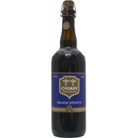 Photographie d'une bouteille de bière Chimay Bleue 75cl