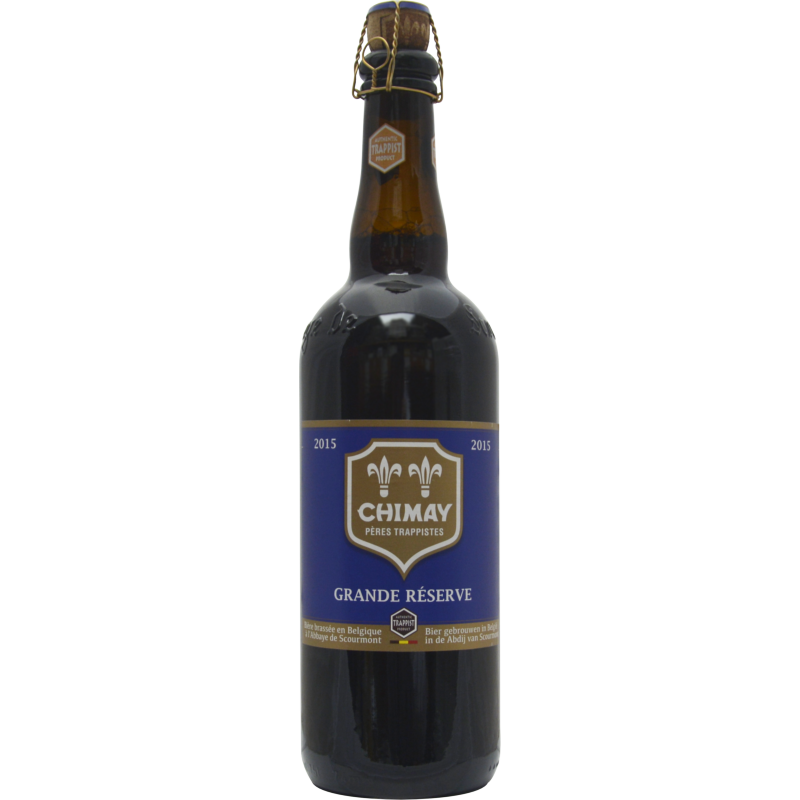 Photographie d'une bouteille de bière Chimay Bleue 75cl