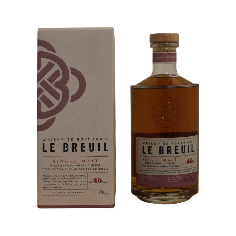 Photographie d'une bouteille de Whisky de Normandie Le Breuil