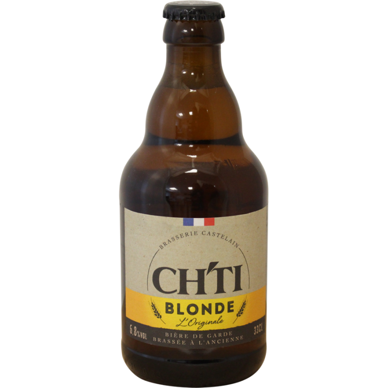 Photographie d'une bouteille de bière Ch'ti Blonde 33cl