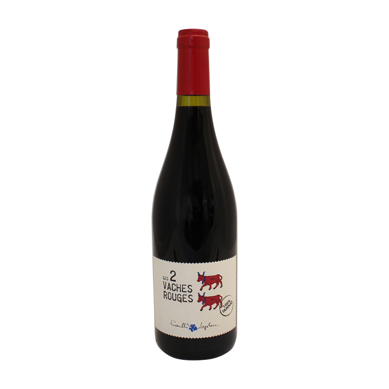 Photographie d'une bouteille de vin rouge Les 2 Vaches Rouges 75 cl