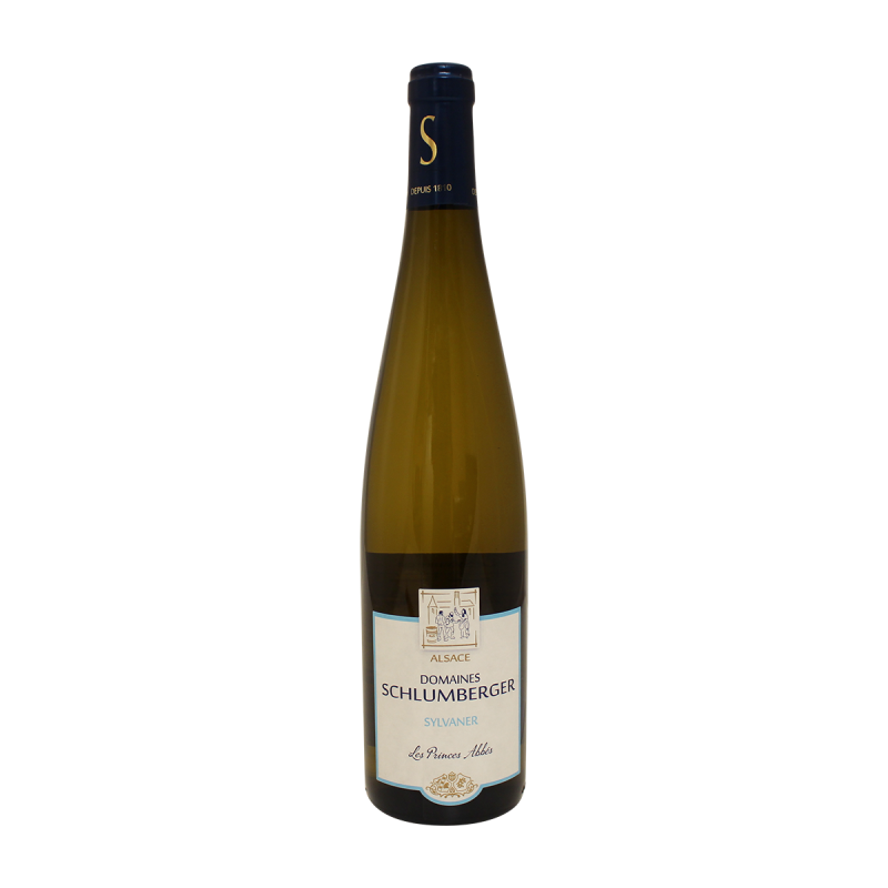 Photographie d'une bouteille de vin blanc sylvaner schlumberger princes abbes aoc blanc 2020 75 cl