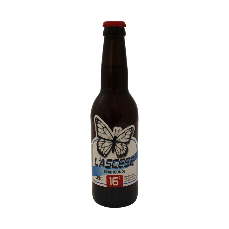 Photographie d'une bouteille de bière L'Ascese Bière Blonde Forte 33cl