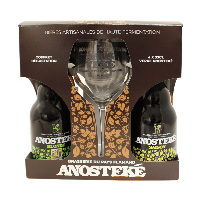 Coffret Bière ANOSTEKE 4 X 33 cl + 1 Verre