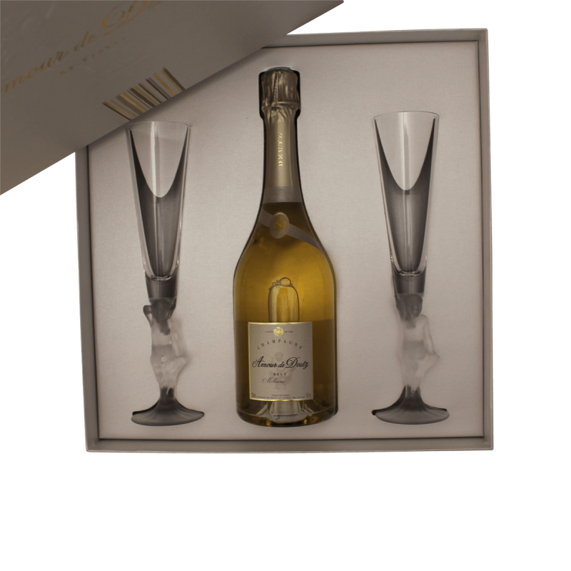 Photographie d'une bouteille de coffret champagne amour de deutz brut 2011 + 2 flutes 75 cl