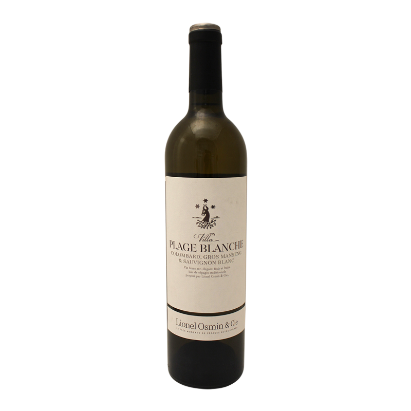 Photographie d'une bouteille de vin blanc villa plage blanche lionel osmin blanc 2021 75 cl