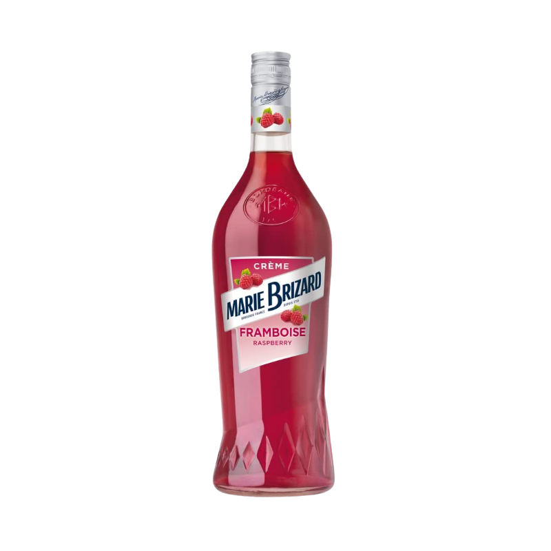 Photographie d'une bouteille de Crème de Framboise Marie Brizard