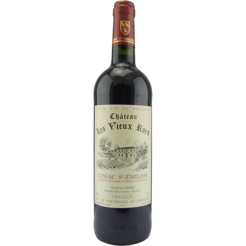 Photographie d'une bouteille de vin rouge CHATEAU LES VIEUX ROCS AOC