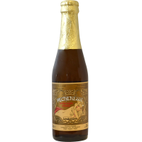 Photographie d'une bouteille de bière Lindemans Pecheresse 25cl