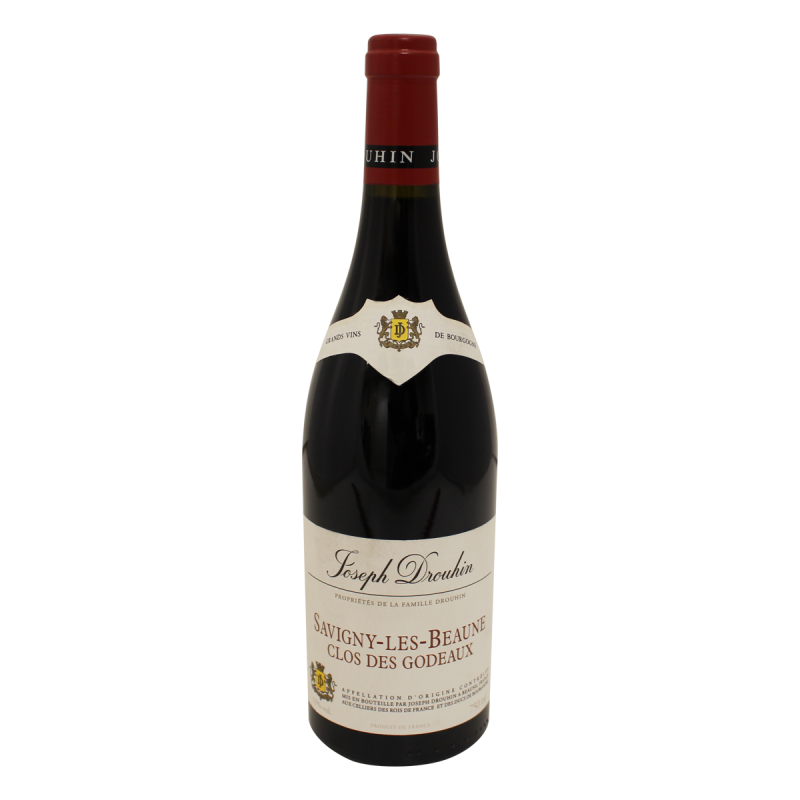 Photographie d'une bouteille de vin rouge savigny les beaune clos godeaux drouhin aoc rouge 2018 75 cl