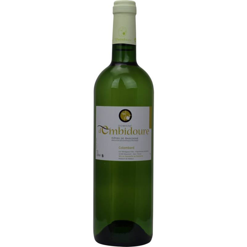 Photographie d'une bouteille de vin blanc domaine d'embidoure colombard igp blanc 2022 75 cl