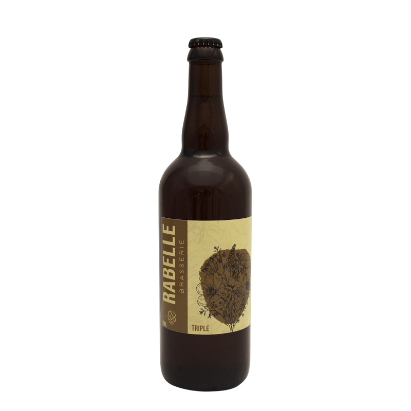 Photographie d'une bouteille de bière brasserie rabelle triple 75cl