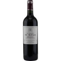 Photographie d'une bouteille de vin rouge le cadet de sipian medoc aoc rouge 2020 75 cl