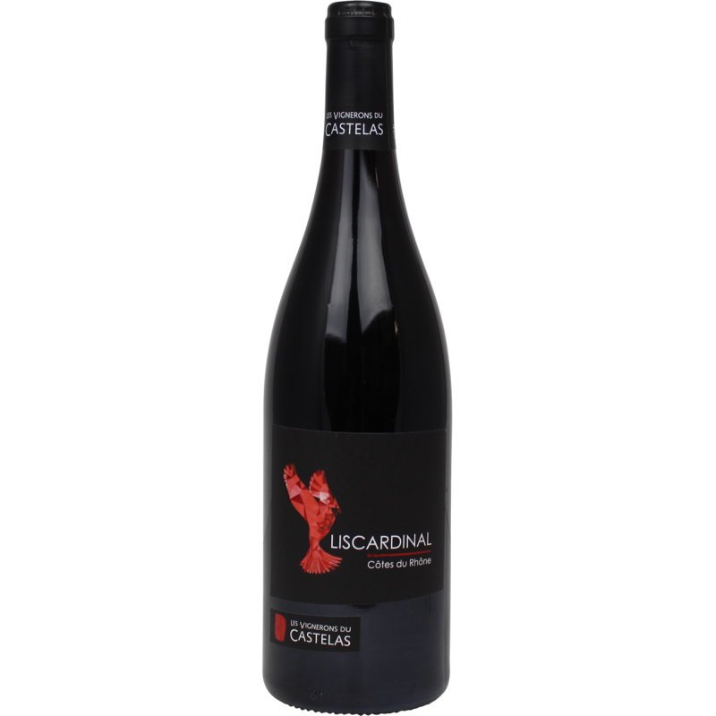Photographie d'une bouteille de vin rouge Liscardinal Castelas AOP Rouge 75 cl