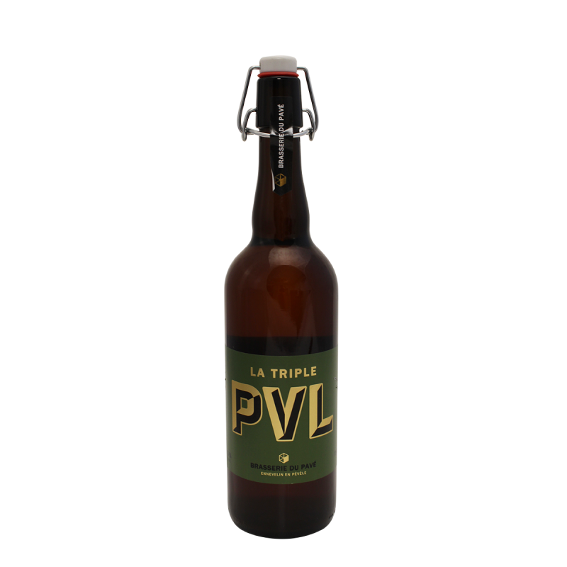 Photographie d'une bouteille de bière La Triple PVL 75cl