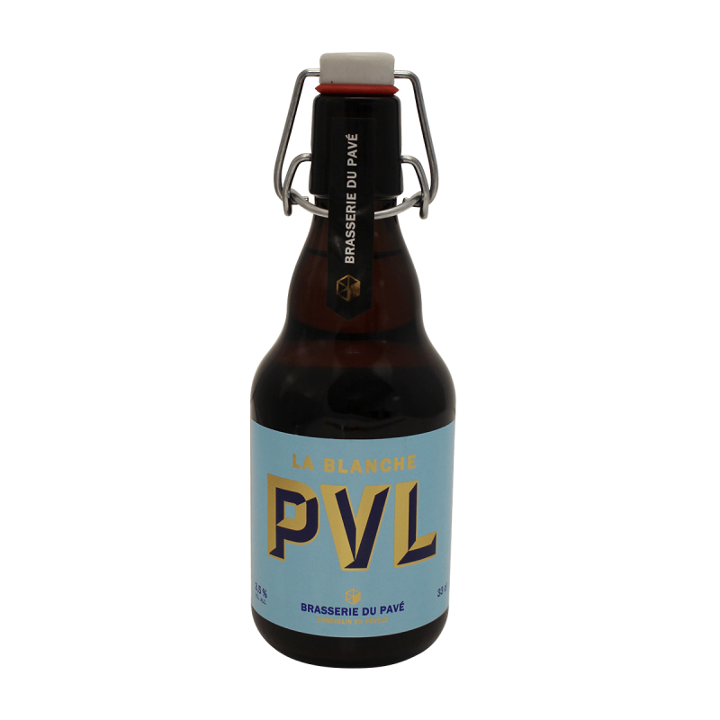 Photographie d'une bouteille de bière PVL Blanche 33cl