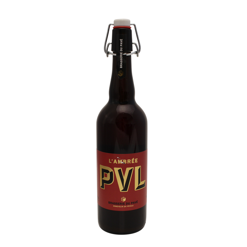 Photographie d'une bouteille de bière PVL Ambrée à la Chicorée 75cl