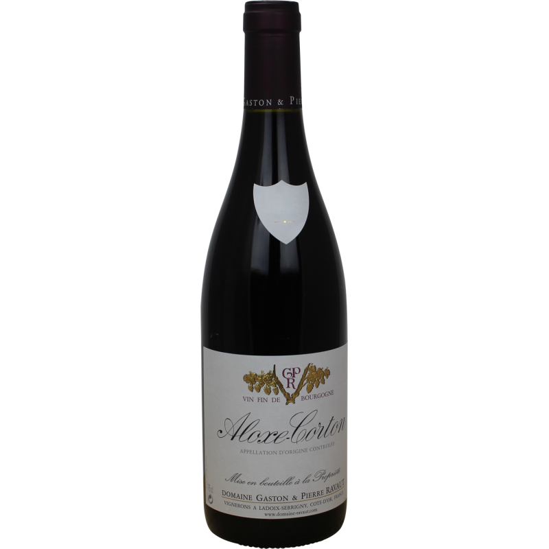 Photographie d'une bouteille de vin rouge aloxe corton domaine ravaut aoc rouge 2019 75 cl