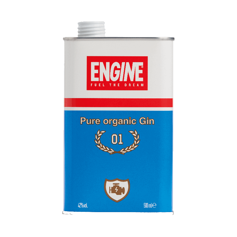 Photographie d'une bouteille de Gin Engine Pure Organic