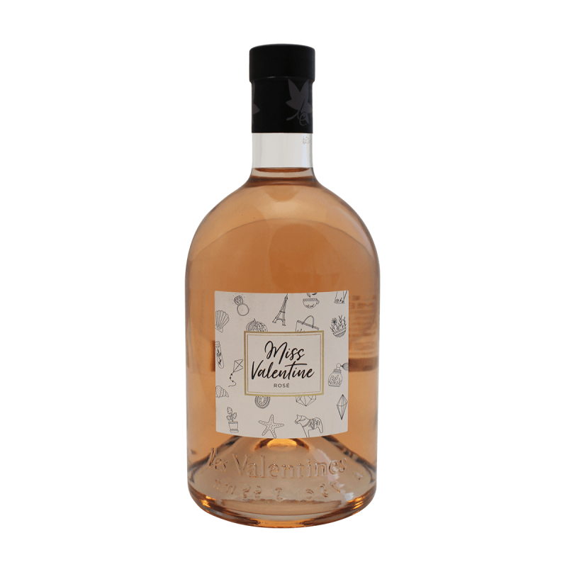 Photographie d'une bouteille de vin rosé miss valentine igp rosé 75cl