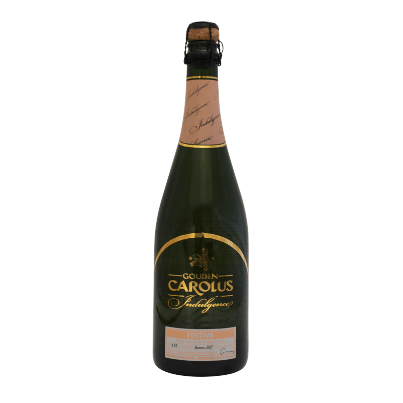 Photographie d'une bouteille de bière Gouden Carolus Indulgence Festiva 75cl