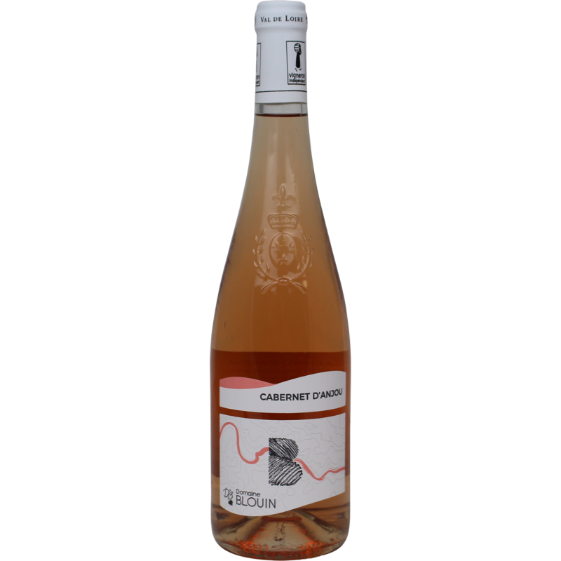 Photographie d'une bouteille de vin rosé cabernet d'anjou domaine blouin aoc rose 2022 75 cl