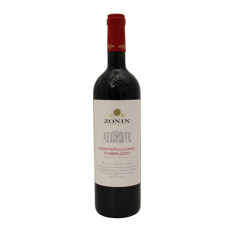 Photographie d'une bouteille de vin rouge Montepulciano D'Abbruzzo Zonin AOC