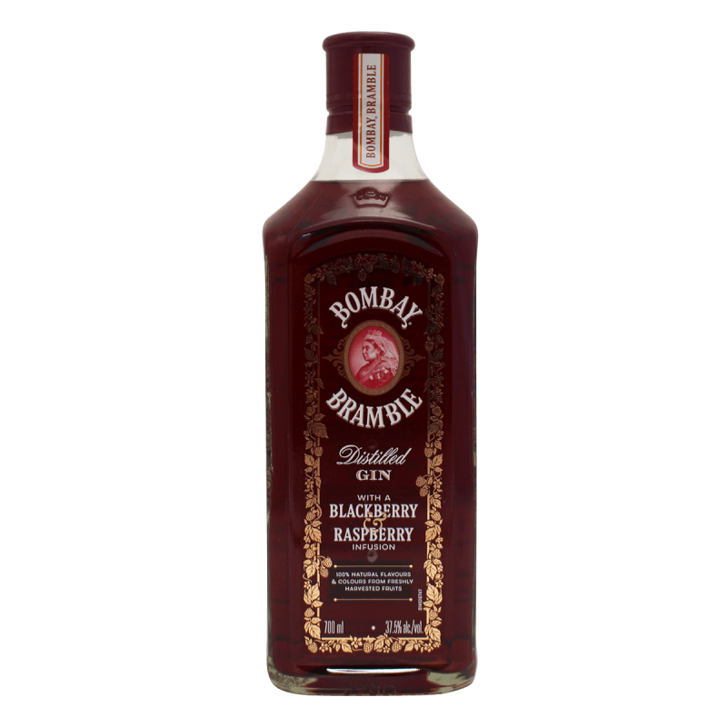 Photographie d'une bouteille de Gin Bombay Bramble Red