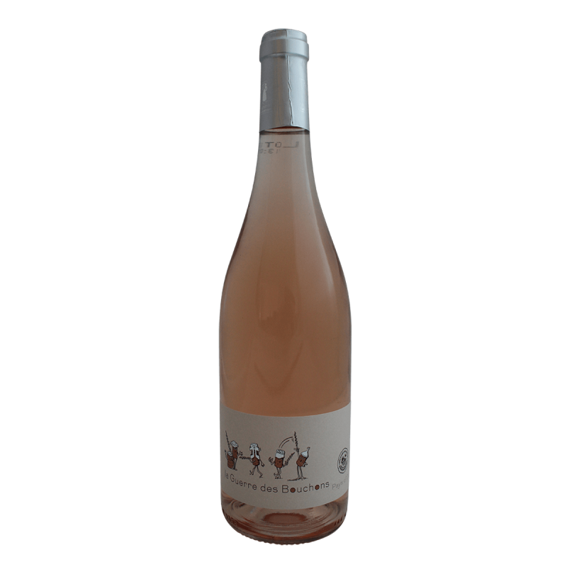 Photographie d'une bouteille de vin rosé La Guerre des Bouchons IPG Rosé 75 cl