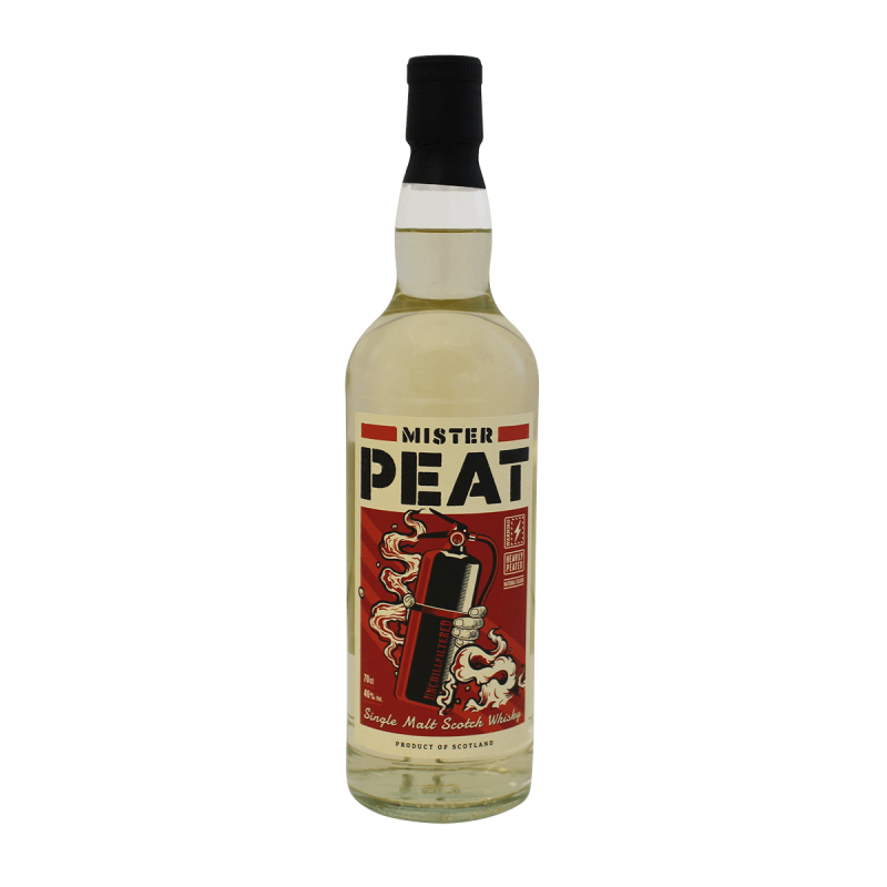 Photographie d'une bouteille de whisky mister peat