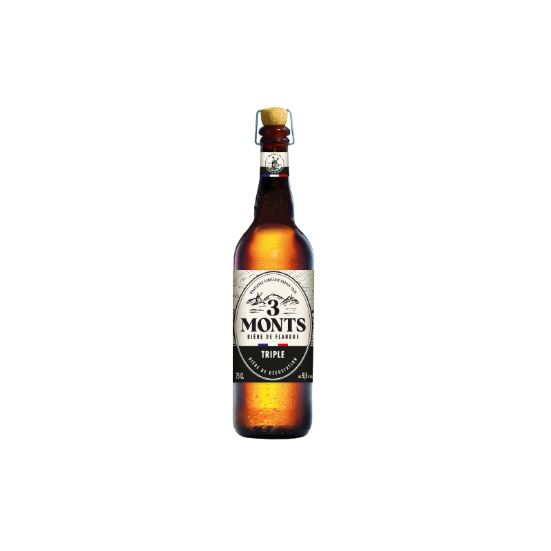 Photographie d'une bouteille de bière 3 Monts Triple Grande Réserve 75cl