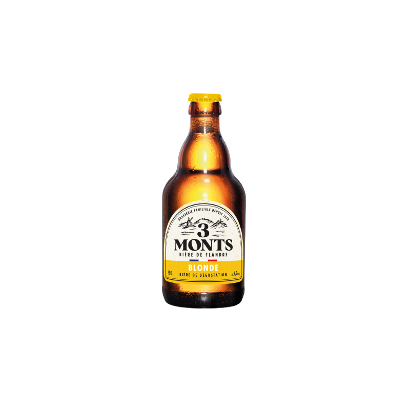 Photographie d'une bouteille de bière 3 Monts Blonde 33cl