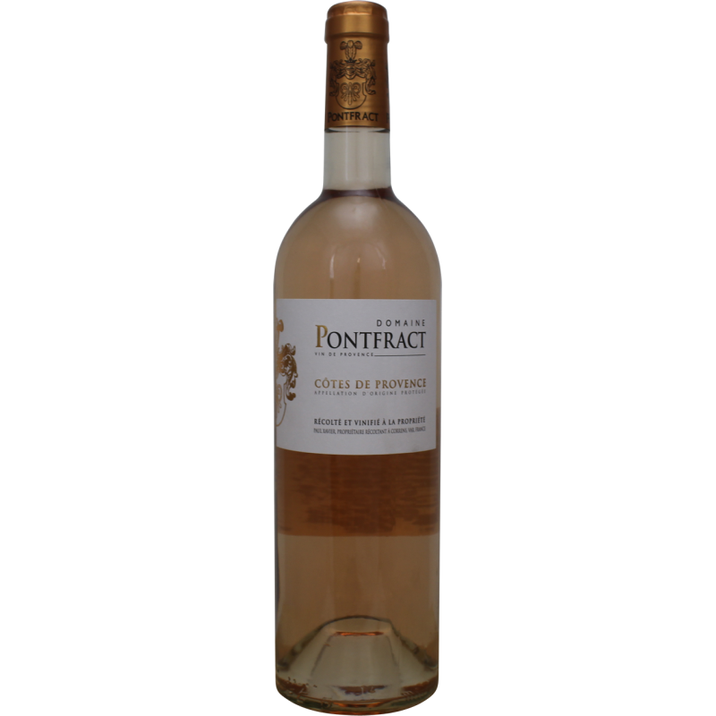 Photographie d'une bouteille de vin rosé domaine pontfract cotes de provence aop rose 2021 75 cl