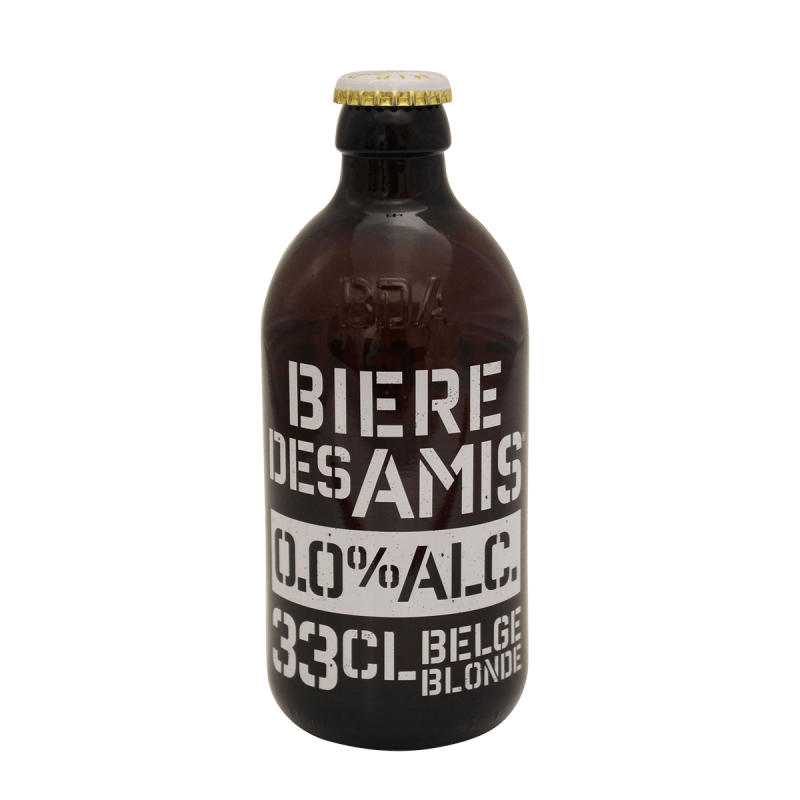 Photographie d'une bouteille de bière Bière des Amis Blonde sans alcool 33cl