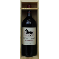 Photographie d'une bouteille de vin rouge cheval noir