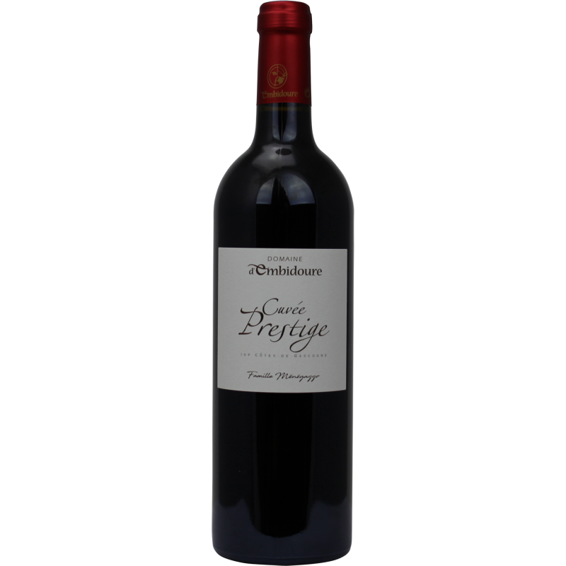 Photographie d'une bouteille de vin rouge domaine d'embidoure cuvee prestige igp rouge 2021 75 cl