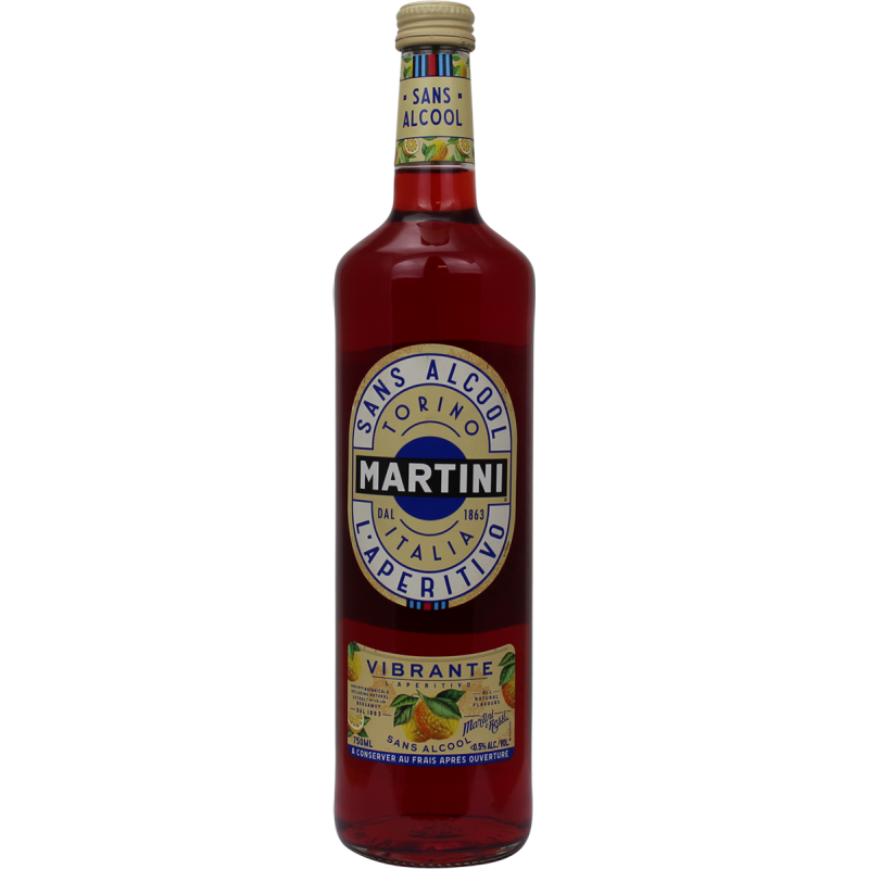 Photographie d'une bouteille de martini vibrante sans alcool