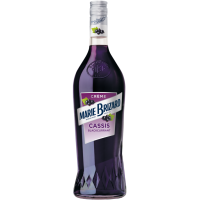 Photographie d'une bouteille de Crème de Cassis Marie Brizard