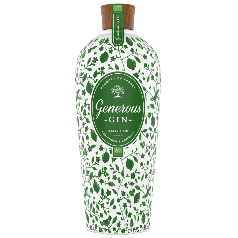 Photographie d'une bouteille de Gin Generous Bio