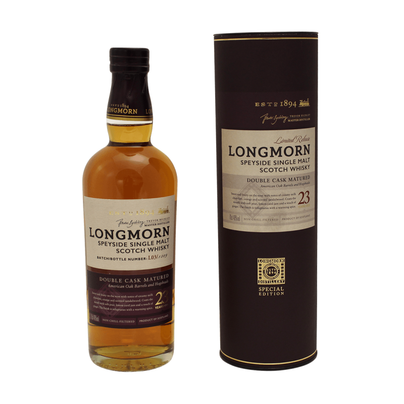 Photographie d'une bouteille de Whisky Longmorn 23 ans 70 cl