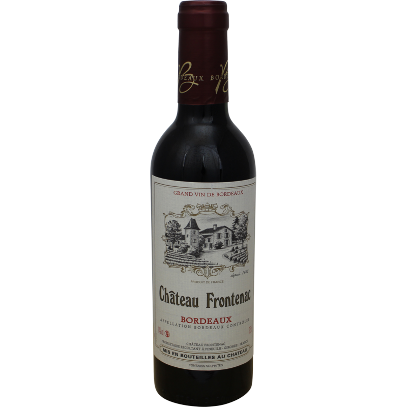 Photographie d'une bouteille de vin rouge Demi Château Frontenac AOP Rouge 37,5 cl