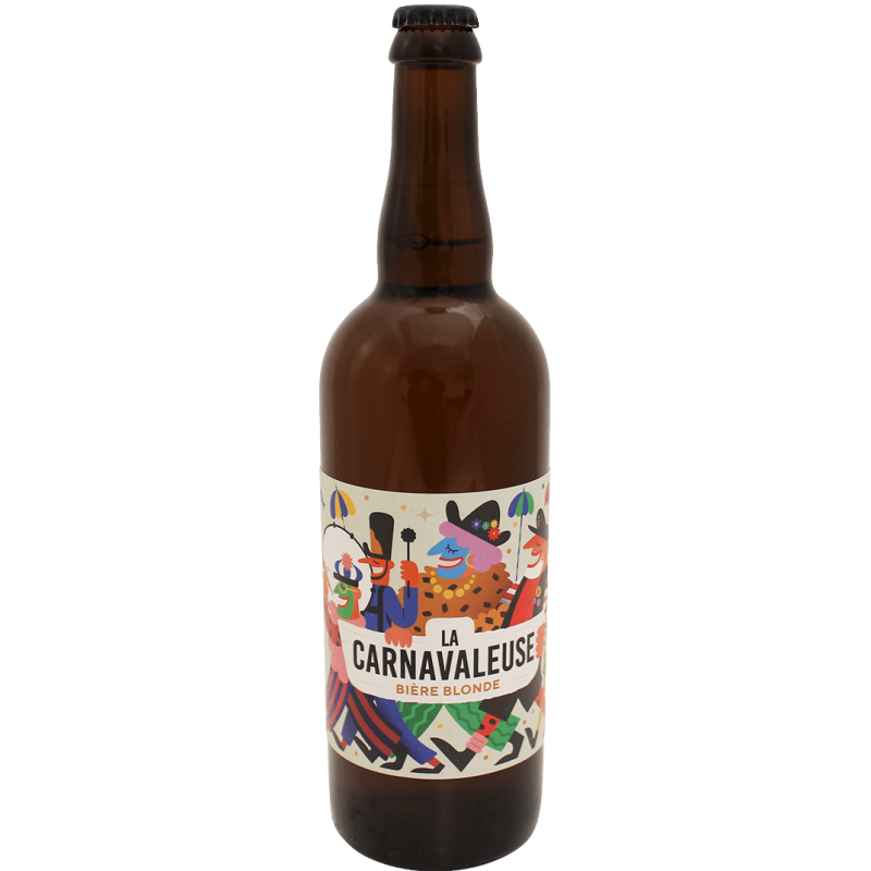 Photographie d'une bouteille de bière La Carnavaleuse Blonde 75 cl